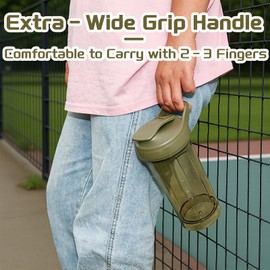 CREAWELLAY Protein Shaker Bottle, Leakproof Protein Cup for Gym, Fitness & Supplements(2pack,Green&Orange)