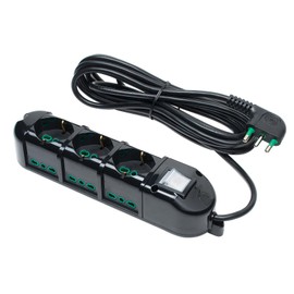 FANTON 481233-B Multiple Socket 3 Double Sockets for Large Italian Plugs - Small and German 6 Italian Double Sockets for Small / Large Plugs