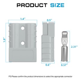 Muelnmey 50 Amp Battery Quick Connect/Disconnect Connector, 6-12 Gauge 600V Connector Kit for Cars, RVs, Trailer- Gray(10 Pack)