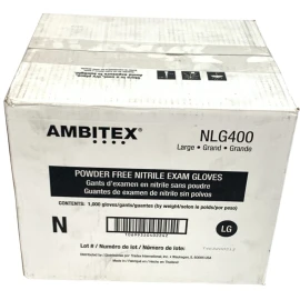 Ambitex NLG400 Powder Free "LARGE" Nitrile Exam Gloves (10 pack/1000 Gloves)