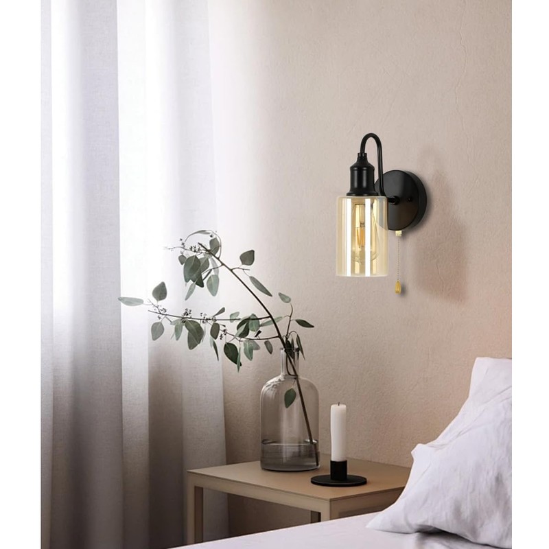 VinTopsh Vintage Glass Wall Sconces with Pull Chain Switch,Bathroom Vanity