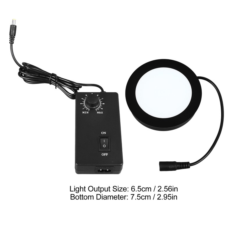 Round LED Bottom Light Industrial Microscope Auxiliary Lamp Adjustable Power
