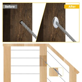 Eyourlife Cable Railing T316 Marine Grade Stainless Steel Protector Sleeves 40 Piece, 30 Degree Angle Beveled Protector Sleeves for 1/8" Deck Cable Railing Kit, DIY Balustrade (Silver)