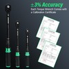 1/4 & 1/2 & 3/8 Drive Torque Wrench, 3PCS Torque