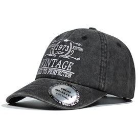 Roceyang 50th Birthday Gifts for Women Men, 1973 Cool Washed Vintage Hat 901 for Adults,Black-910