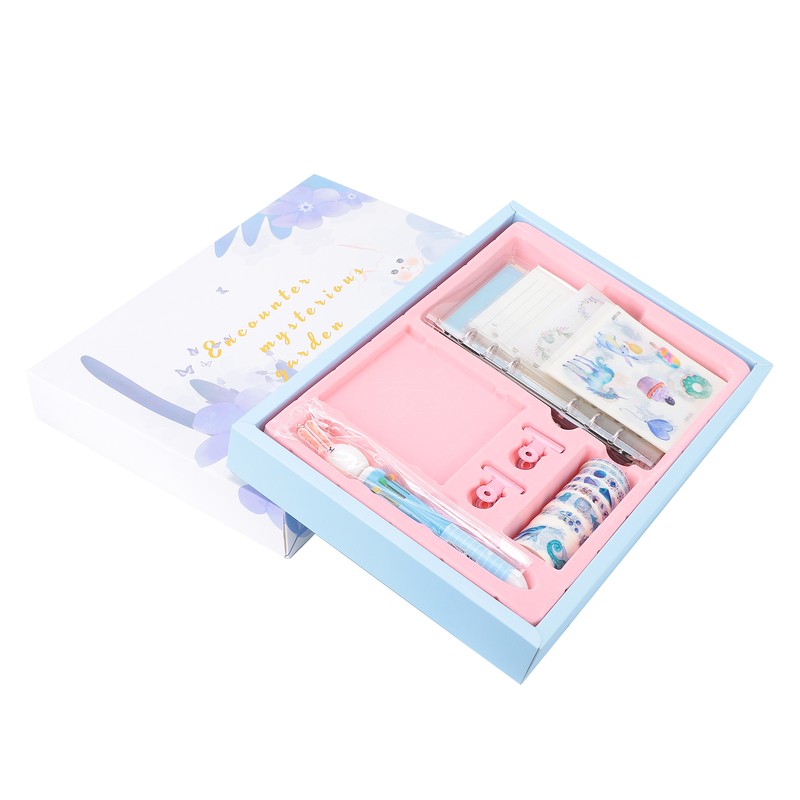 Notebook Set Checkered Girl's Heart Cute Thick Journal Gift Box