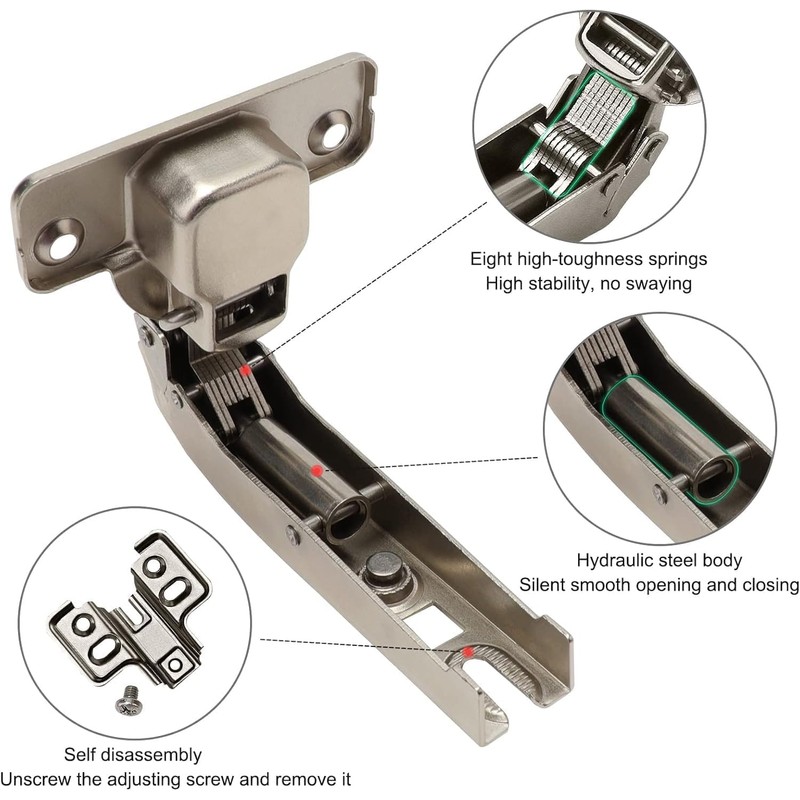Pack of 2 90 Degree Soft Close Hinges for Cabinet