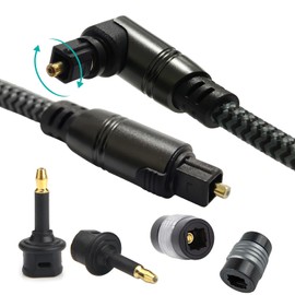 CACACOL Toslink Optical Cable Opt Male Digital Optical Fiber Optic Audio Interface Wire Cord with 2 Mini Toslink Adapter and Female Connector (2 Meters - 6.5 ft)
