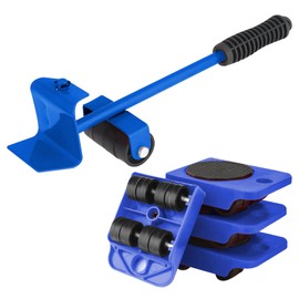 Huakaile Heavy Duty Furniture Lift Mover Tool Set, 1322 Lbs Load Capacity Furniture Lifter with Wheels Pallet, Adjustable Appliance Rollers Dolly for Table Refrigerator Floors Cabinet (Blue)