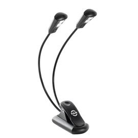 K&M Konig & Meyer Music Stand Light Double 2 LED FlexLight Rechargeable | Black Book Light with Adjustable Goosenecks | Rechargeable Piano Light with USB Charging Cable Included | 0.11kg