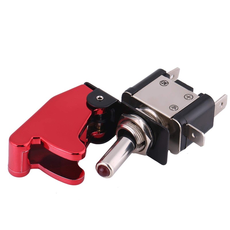 Qiilu 12V 20A Racing Car Red Cover LED Light SPST