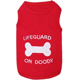 Parisian Pet Dog Cat Clothes Tee Shirts Lifeguard, Peace, Free Hugs, Captain, Who Saved Who, Size Matters, Tuxedo, Keep Calm, Mustache, Life's a Beach (Lifeguard on Doody, 3XL)