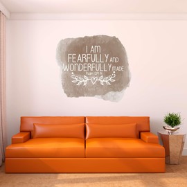 Family Fearfully and Wonderfully Made Loving Quote Wall Decal Decoration Psalm 139:14 Beautiful Bible Verse Mini Heart Vine Lasts Years and Easily Removable - Size: 12 in(W) x 20 in(H)