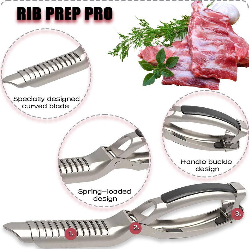 2Pcs Rib Membrane Removal Tools, Rib Prep Tool, Stainless Steel