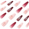 Caiguoer Pack of 24 Christmas False Nails Red Long False