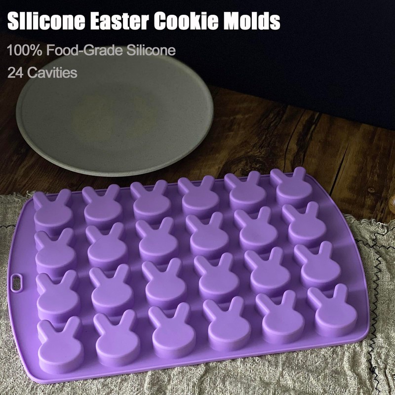 LLchunyun Easter Bunny Silicone Mold for Chocolate 24 Cavities Easter
