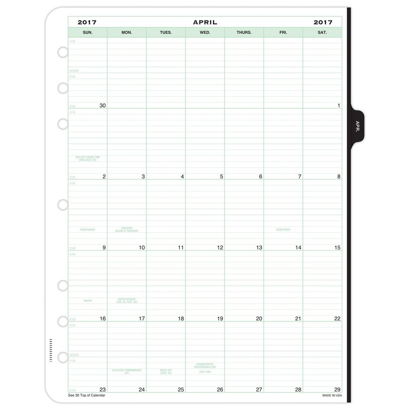 Day-Timer planificador semanal Refill 2017, dos páginas por semana, Loose