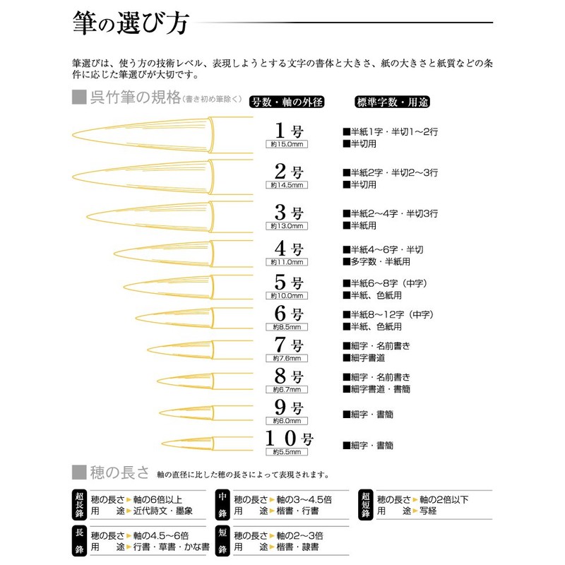 呉竹 筆 書道筆 太筆 清晞 3号 茶毛 JC336-3