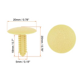 X AUTOHAUX 40pcs 5mm Hole Dia Plastic Bolt Rivet Trim Panel Clip Yellow for Car