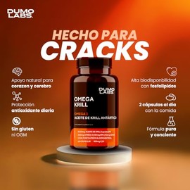 DUMO Aceite de Krill Antártico | Suplemento de Omega-3 de Krill Antártico | 60 Cápsulas 1000 mg de (EPA y DHA) con Fosfolípidos y Astaxantina | Fórmul