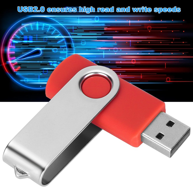 USB Flash Drive Candy Red Rotatable Portable Storage Memory Stick