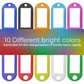 TELITE 10 Pcs Key Tags with Labels, 10 Colors Key Fobs with Split Rings for Keys, Key Rings with Tags for Luggage, Pet Name and Office Key Labels, Writable Paper Card Stick Tags Brand
