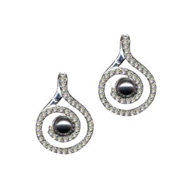 Silver Earrings Art Nouveau Art Nouveau Bow Pearl Grey Genuine Sterling 925 Silver Zirconia Crystals Stud Earrings Rhinestone Love Faith Emotion White Extravagant New Good Fashion Clear Beautiful