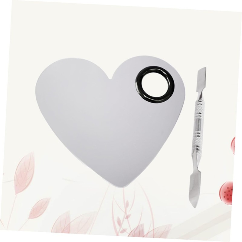 Baluue 2pcs Foundation Palette with Makeup Spatula Stainless Steel Cosmetic