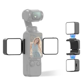 Magnetic Mini Light for DJI Osmo Pocket 3,Dual Led Video Light for Pocket3, (2500K-6000K)±200K CRI ≥95 300mAh 40 LUX Adjustable Fill Video Light, Brightness 3 Levels Adjustable - Black