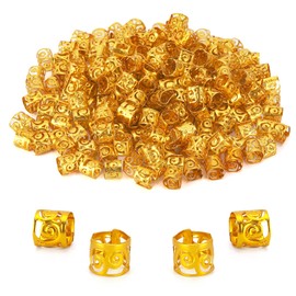 200 Pcs Gold Dreadlocks Beads Hair Braid Rings Clips Dread Locks Hair Braiding Metal Cuffs Decoration Locs Accessories