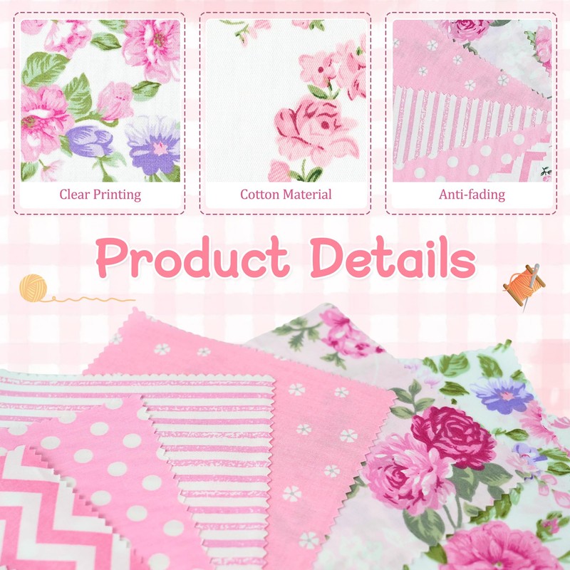QTRQTR 84 Pcs Charm Packs for Quilting 5 Inch Pink