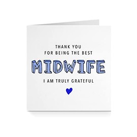 Thank You For Being The Best Midwife I Am Truly Grateful - Blue Heart Bold Dotted Appreciation Greeting Card - For Her Doctor Nurse Friend A401