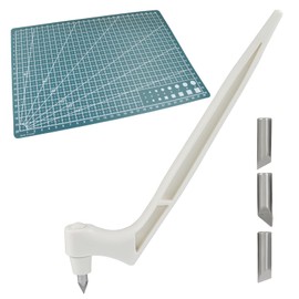 Moicstiy Craft Cutting Tools, Craft Cutting Knives with 3 different 360 Degree Rotating Blades and Cutting Mat, Stainless Steel Cutter Pen for Stencils Scrapbooks DIY Crafts (White)