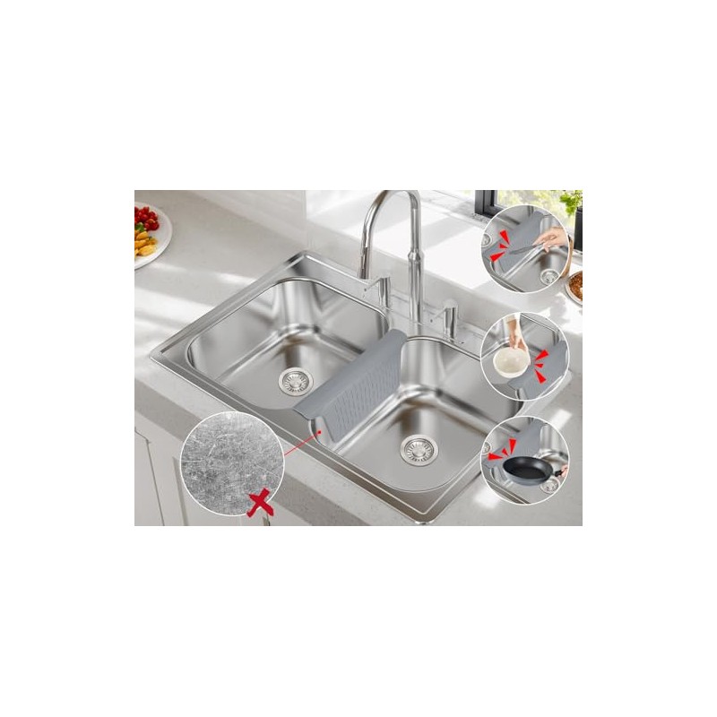 Sink Saddle, Divider Mat, Kitchen Sink Mat, Silicone Protector, No