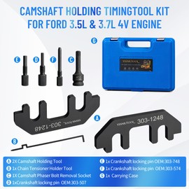 Camshaft Holding Tool Timing Alignment Holder Tool Kit Compatible with Ford Lincoln Mercury 3.5L 3.7L 4V Engines Replace 303-1248 303-1530 OTC 6682 with RT11 Removal Socket (DIY 303-1248)