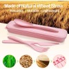 YDYTOP Reusable Wheat Straw Travel Utensils Set with Case