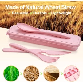 YDYTOP Reusable Wheat Straw Travel Utensils Set with Case