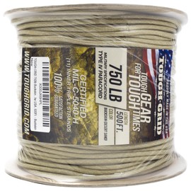 TOUGH-GRID 750lb Buckskin (Desert Sand) Paracord/Parachute Cord - Genuine Mil Spec Type IV 750lb Paracord Used by The US Military (MIl-C-5040-H) - 100% Nylon - 200Ft. - Buckskin