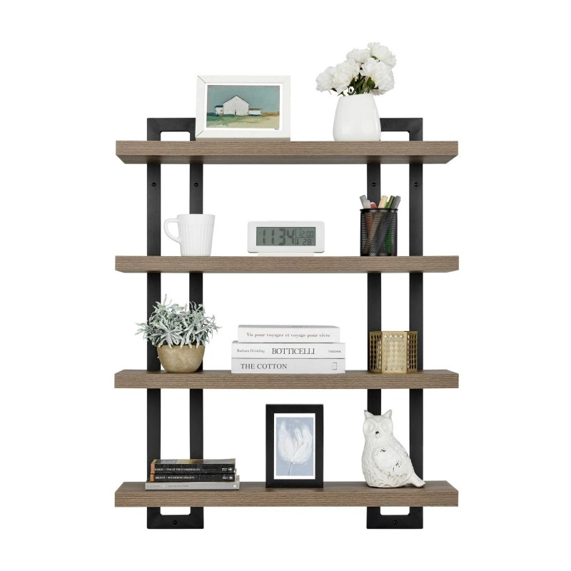 Unbranded Danya B. 4-Tier Floating Bracket Wall Shelf - Walnut