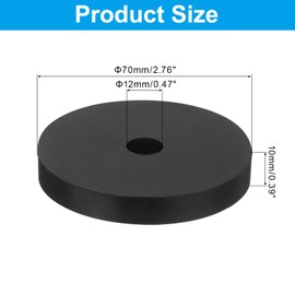 PATIKIL Vibration Isolation Washer 2.8" OD 0.5" ID 0.4" Thick, 4 Pack Rubber Round Anti Mechanical Damping Feet Pads, Black
