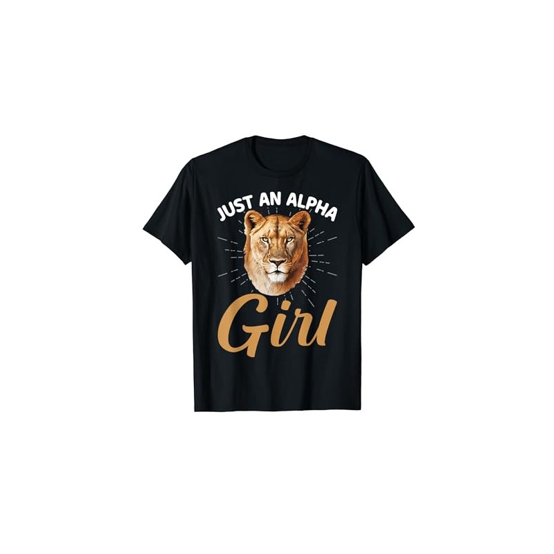 Just an Alpha Girl Female Alpha Lion T-Shirt, black