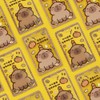 Capybara Orange Card Holder with Brown Edge Extendable Lanyard, Cute