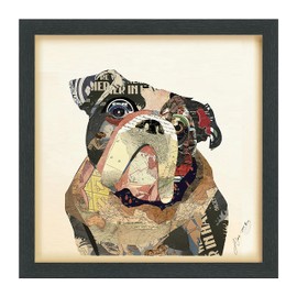 Empire Art Direct "English Bulldog Dimensional Collage Framed Graphic Art Under Glass Wall Art Ready to Hang, Living Room, Bedroom & Office, 17in x 17in x 1.4in