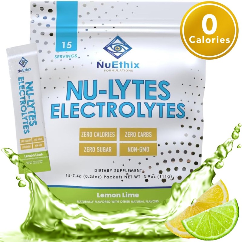NuEthix Formulations NU-LYTES Electrolytes Hydration Packets, Zero Calories, Zero Sugar,
