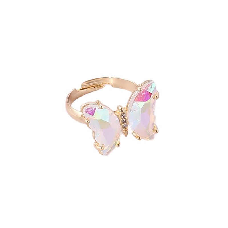 8 Pcs Gold Plated 3D Butterfly Rings Acrylic Adjustable Open