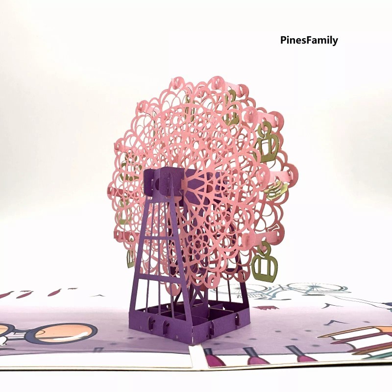 PinesFamily S04-3D Pop up Ferris Wheel Greeting Card