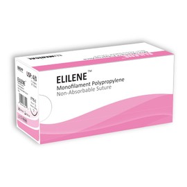 Elimedical ELILENE Suture with Reverse Cutting Needle, 12 Pack. Surgical Wound Training Students, Practice and Educational Use. Polypropylene Non-Absorbable Material 4/0 FF, 30”, FS2, Pink 8683PP