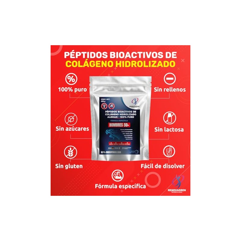 Péptidos Colágeno Hidrolizado Hombre Años 800g Fórmula Alemana Antienvejecimiento 100