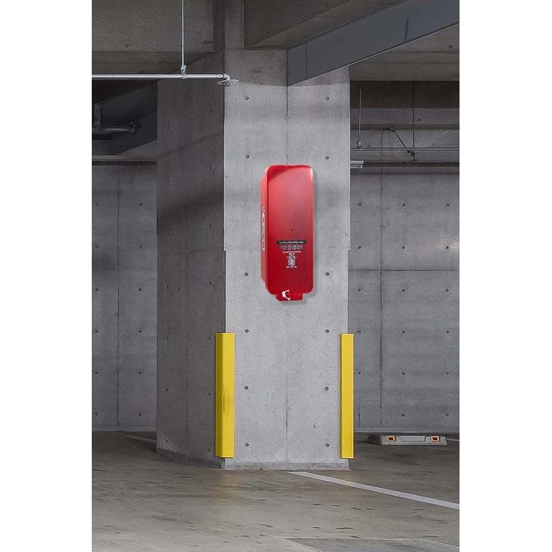 Red Surface-Mounted Fire Extinguisher Cabinet with Clear Pull-Cover for 2