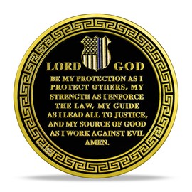 RYUKENLM Saint Michael Police Challenge Coin Police Officer Prayer Coins Law Enforcement Justice & Honor Medallion Thank You for Your Service Appreciation Token Gift for Police Officer Thin Blue Line
